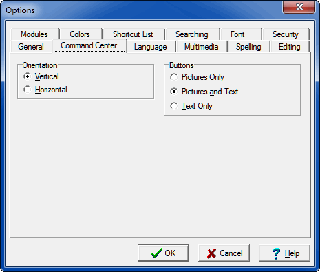 Command Centre Options